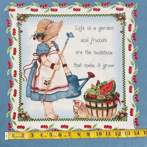 Daisy Kingdom Prairie Girls Cherries Fabric Panels Uncut 6 Squares Garden Love - Picture 4 of 7